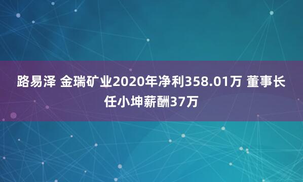 路易泽 金瑞矿业2020年净利358.01万 董事长任小坤薪酬37万