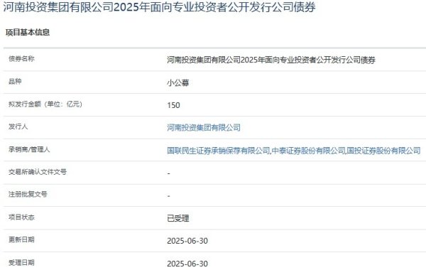 配操盘 河南投资集团拟发行150亿元小公募，获上交所受理